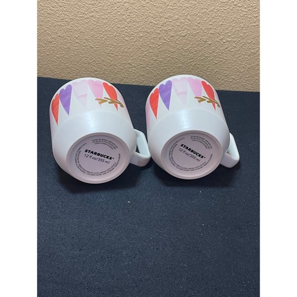 Starbucks Valentine Heart Ceramic Coffee Mug Set Of 2 - Picture 7 of 11